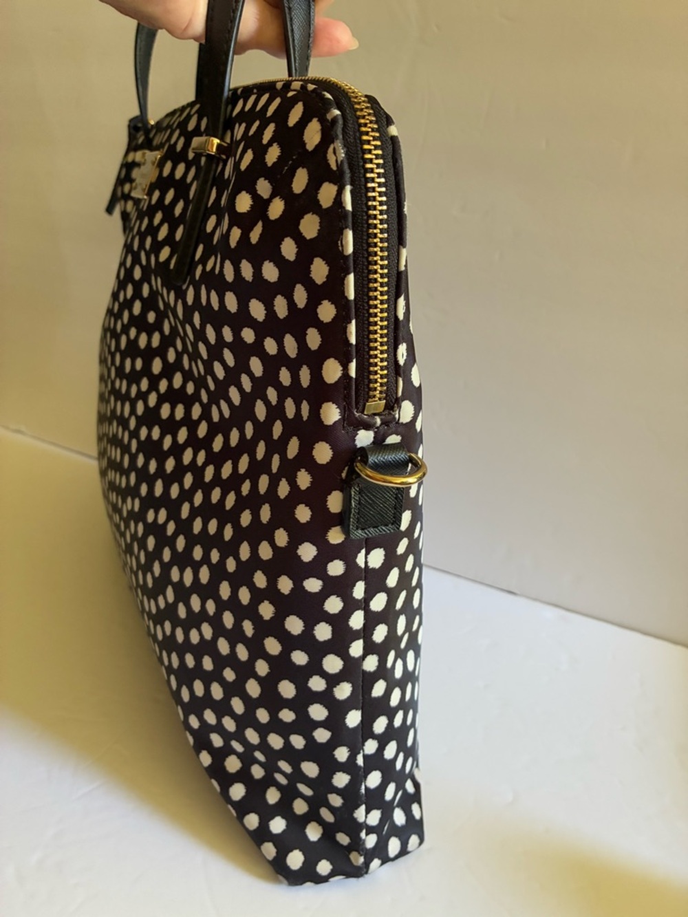 Kate Spade Black and White Polka Dot Nylon Laptop Bag with Detachable Strap - Picture 8 of 15